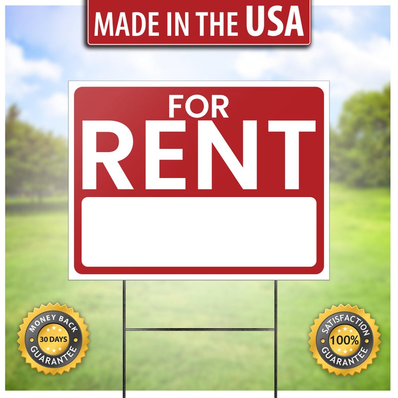 SignHero For Rent Signs (2 Pack) â€“ LARGE 24â€ x 18â€ Double-Sided Signs with Heavy-Duty Yard Stakes | Weatherproof & High - Image 2